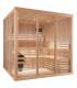 Sauna Finlandais 3030-C, verre clair, murs Hemlock, bancs et habillage Abachi