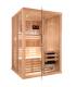 Sauna Finlandais 2020-C, verre clair, murs Hemlock, bancs et habillage Abachi