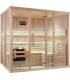 Sauna Finlandais 2035-C, verre clair, murs Hemlock, bancs et habillage Abachi