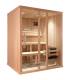 Sauna Finlandais 2025-B, verre clair, murs Hemlock, bancs Abachi