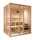 Sauna Finlandais 2025-C, verre clair, murs Hemlock, bancs Abachi