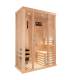 Sauna Finlandais 1020-C, verre clair, murs Hemlock, bancs et habillage Abachi