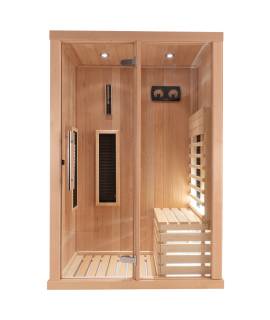 Sauna Infrarouge 1020-B, verre clair, murs Hemlock, banc et habillage Abachi