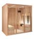 Sauna Infrarouge 2030P-B, verre clair, murs Hemlock, bancs et habillage Abachi