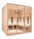 Sauna Infrarouge 3030-B, verre clair, murs Epicéa, bancs Abachi