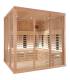 Sauna Infrarouge 3030-C, verre clair, murs Hemlock, bancs et habillage Abachi