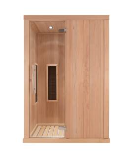 Sauna Infrarouge 1020-A, verre clair, murs Hemlock, banc Abachi