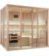 Sauna Finlandais 2035-C, verre clair, murs Hemlock, bancs et habillage Abachi 