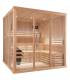 Sauna Finlandais 3030-C, verre clair, murs Hemlock, bancs et habillage Abachi 