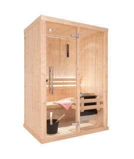 Sauna Finlandais 1520-B, verre clair, murs Epicéa, bancs Abachi