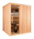 Sauna Finlandais 2525-A, verre clair, murs Hemlock, bancs Abachi