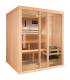 Sauna Finlandais 2525-B, verre clair, murs Hemlock, bancs Abachi