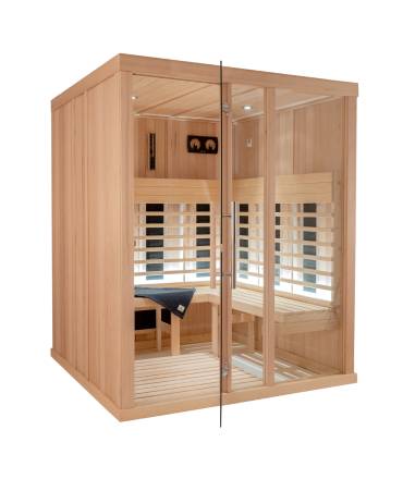Sauna Infrarouge 2525-B, verre clair, murs Hemlock, bancs Abachi