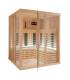 Sauna Infrarouge 2525-C, verre clair, murs Hemlock, bancs et habillage Abachi
