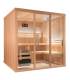 Sauna Finlandais 2530-B, verre clair, murs Hemlock, bancs Abachi